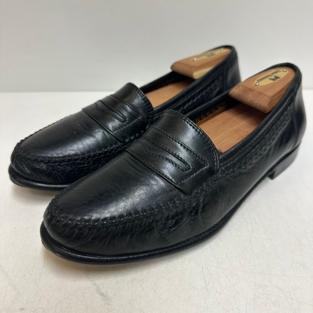 EUC VTG Salvatore Ferragamo Black Calf Penny Loafer Moccasin Made in Italy 7 D